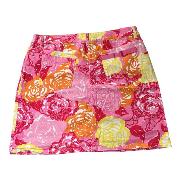 Lilly Pulitzer Winner's Circle bright whimsical rose floral denim skirt size 10 - Picture 2 of 4